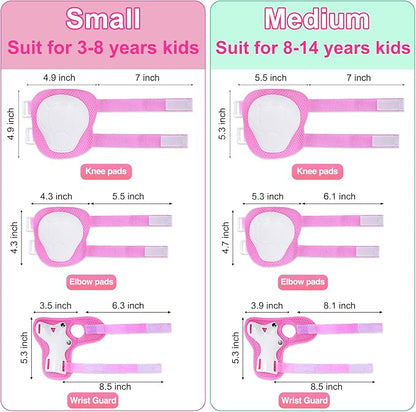 Kids Bike Helmet with DIY Stickers and Knee Pads Elbow Pads Wrist Guard Set for Ages 3-8-14 Toddler Boys Girls Helmet for Roller Skates Cycling Skateboarding Bicycle Scooter