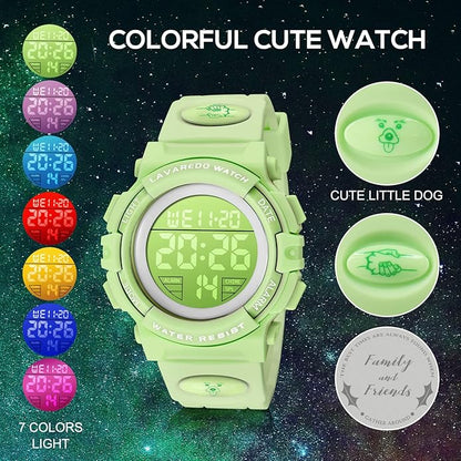 Kids Watch,Boys Watch for 3-15 Year Old Boys,Digital Sport Outdoor Multifunctional Chronograph LED 50 M Waterproof Alarm Calendar Analog Watch for Children with Silicone Band,Kids Gift
