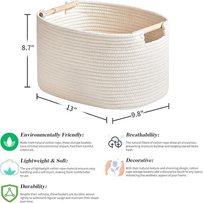 3 Pack Storage Basket for Cabinet and Toy Organization - 13"x9.8"x8.7" Baskets for Storage - Baby Toy Bin - Toy Storage Organizer - Ideal for Empty Gift Baskets to Fill-White
