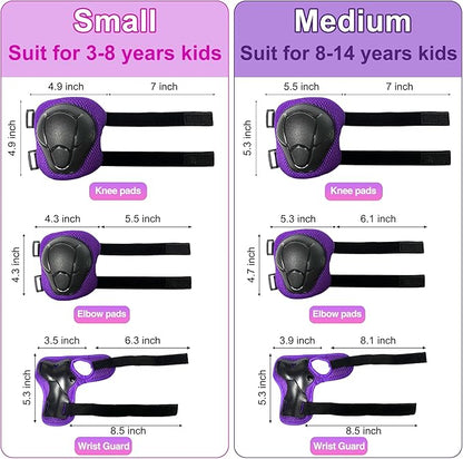 Kids Bike Helmet with DIY Stickers and Knee Pads Elbow Pads Wrist Guard Set for Ages 3-8-14 Toddler Boys Girls Helmet for Roller Skates Cycling Skateboarding Bicycle Scooter