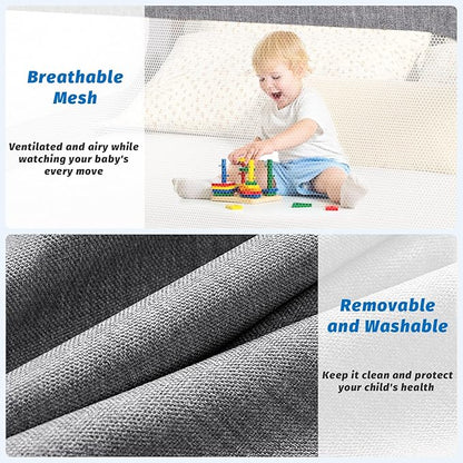 3-Piece Full Size Bed Rails for Toddlers, with Headboard Rod -Height Adjustable Baby' Safety Bed Rails Guard for Full Size Bed(3Pack 74.8"x74.8"x54"-Gray)