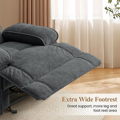 Nursery Rocking Chairs,Velvet Rocker Recliner Nursing Chair,Oversized Nursery Recliner Glider Chair with Extra Wide Footrest for Breastfeeding,Dark Grey