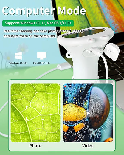 Microscope for Kids, Educational Science Kit Toys Portable Handheld Magnifying Glass, Macro Fixed Focus Digital Kid Microscopes Up to 1000x Magnification,4X Zoom, Interactive Learning, Ages 3+