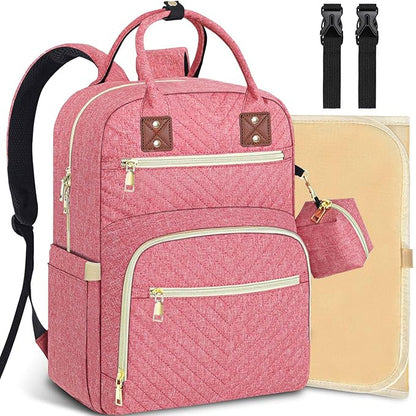 Baby Diaper Bag Backpack, Travel Diaper Bags for Babys Girl Boy Large Capacity Baby Bag Backpack for Women Pink