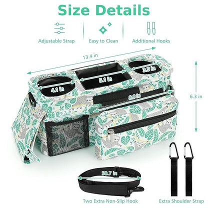 Accmor Universal Stroller Organizer with Insulated Cup Holder Detachable Phone Bag and Shoulder Strap,Stroller Bag Caddy Organizer Fits for Uppababy, Baby Jogger, Britax Strollers