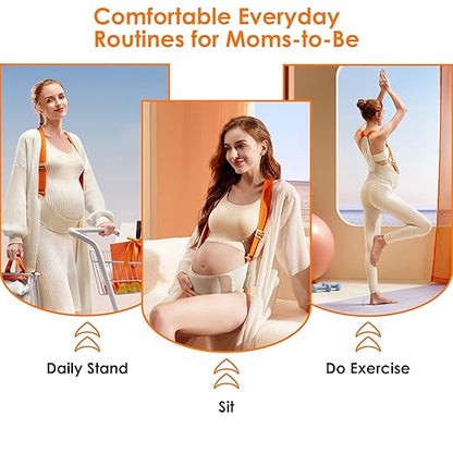 Upgranded Pregnancy Belly Band, Belly Support Belt for Pregnant Women with Adjustable Straps, Back Support, Waist Support Belt for Pregnancy (Orange, Large)