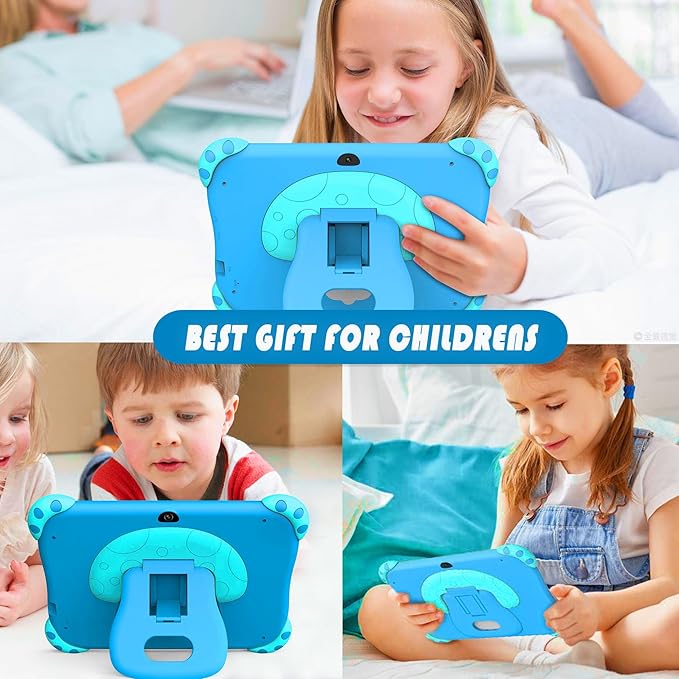 YINOCHE 7 inch Kids Tablet with Case, WiFi, Android Toddler Tablet, 32GB Storage, Dual Camera, Shockproof Case, Parental Control Tablets Support Netflix YouTube for Toddlers (Green)