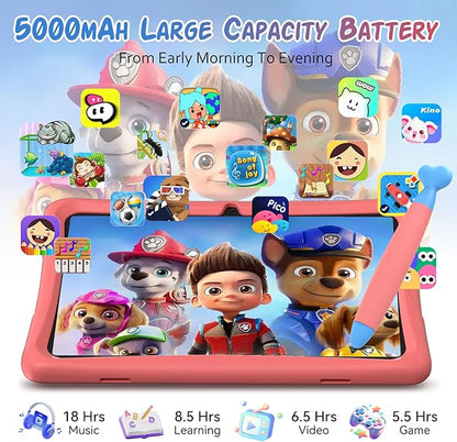 Kids Tablet 10 inch, Android 15 Kids Tablets, Parental Control, Pre-Installed Kiddos Software & Kids Space, Includes Case & Stylus Pen, 12GB RAM 64GB ROM, 2TB Expand, HD IPS Screen(Pink)