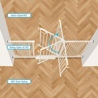 owlie Baby Gate Indoor 75-85 Inch, Extra Wide Safety Gate for Dogs Large Stairway Gate Adjustable Baby Gates Pressure Mount Wide Gates for Pet Stairway Doorways No Drilling White (30.5'' Tall)