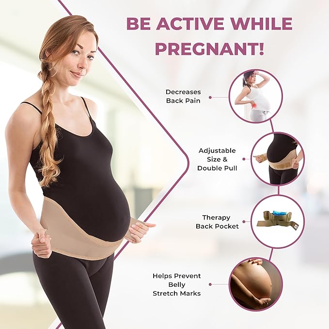 Gabrialla Made in USA Pregnancy Belly Band, Soft & Breathable Maternity Belly Band – Pregnancy Belt for Back, Pelvic & Waist
