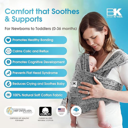Plus-Size Original Baby K'tan Baby Carrier: #1 Easy Pre-Wrapped, Slip-On, No Rings, No Buckles | 5 in 1 Baby Sling Gift | Hands Free Infant Wrap - Newborn to Toddler up to 35lb Women 22-24, Men 47-52