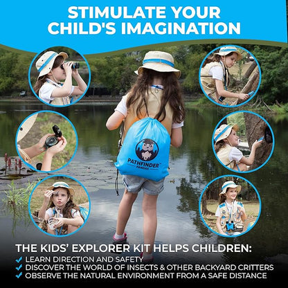Kids Explorer Kit with Safari Vest & Hat for 3-12 Year Old Boys & Girls - Safari Costume & Dress Up as Zoo Keeper, Paleontologist - Giftable Outdoor Adventure Kit for Kids + Adventure Book