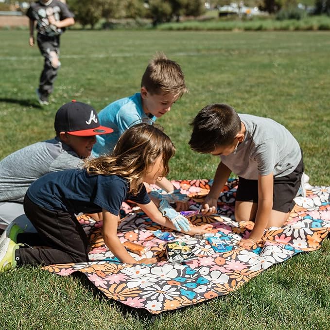 Nomadix Festival Blanket - Perfect for Picnics, Camping, & Lawn Seating - Plush Top & Water Resistant Base - Made with Post Consumer Recycled Materials - Hula Multi - 60x70