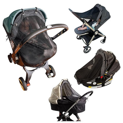 Stroller Sun Shade - Universal UV Protection Cover for Strollers Sunshade with See Through, Clip-On Sun Blocker, Sun Shield for Baby, Breathable Adjustable Fit, Full Coverage, Medium