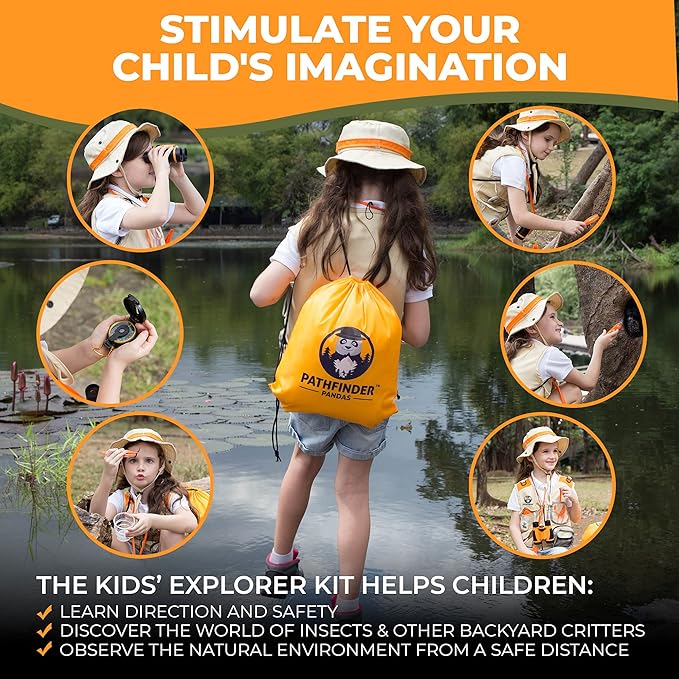 Kids Explorer Kit with Safari Vest & Hat for 3-12 Year Old Boys & Girls - Safari Costume Kids, Zoo Keeper, Paleontologist, Bug Kit & More - Giftable STEM Outdoor Explorer Kit for Kids + Bug Ebook