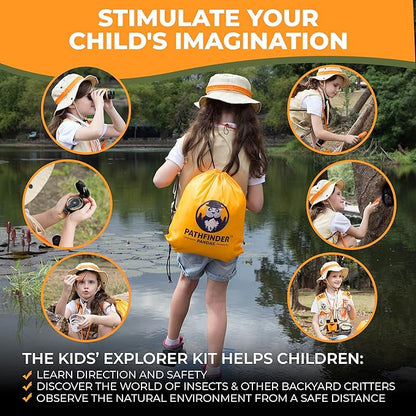 Kids Explorer Kit with Safari Vest & Hat for 3-12 Year Old Boys & Girls - Safari Costume Kids, Zoo Keeper, Paleontologist, Bug Kit & More - Giftable STEM Outdoor Explorer Kit for Kids + Bug Ebook