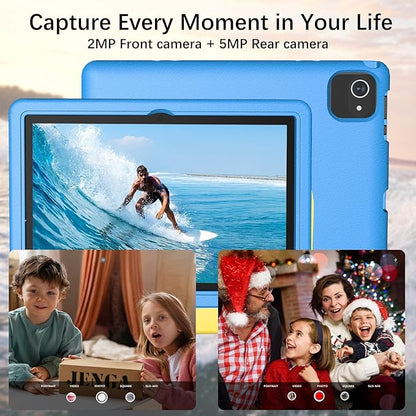 Kids Tablet with Strap, Android 14 Tablet for Kids 10 inch, Toddler Tablets Octa-Core 64GB 1TB Expandable, Children's Tablets with Case, Bluetooth WiFi Parental Control Dual