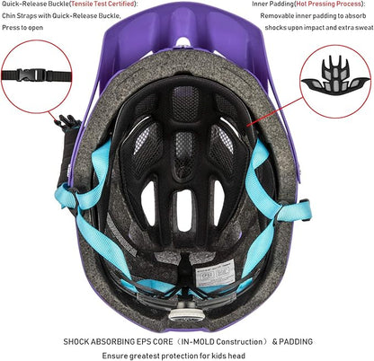 Kids Bike Helmet, SIFVO Kids Helmet 8+ Boys and Girls Bike Helmet with Cool Visor, Bike Helmets for Kids, Youth Bike Helmet Kids Mountain Bike Helmet Lightweight and Sturdy【55-58cm】
