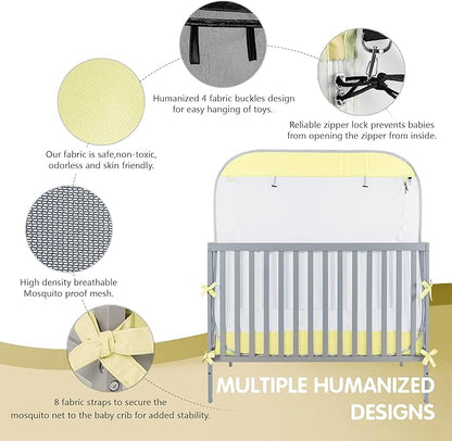 Porayhut Portable Baby Crib Net Safety Mesh Tent,Pop up Infant Mosquito Net, See Through Canopy Netting Cover for Baby&Toddler to Keep Baby from Climbing Out.