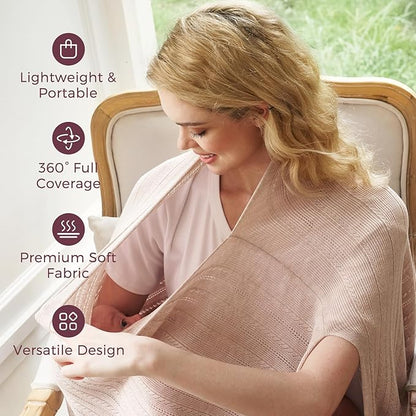 Momcozy Ultra-Light Nursing Cover for Breastfeeding, Soft Breathable Tencel™ Lyocell Fabric, Multi-Use Feeding Shawl, Newborn Essentials Must Haves(Shallow Brown)