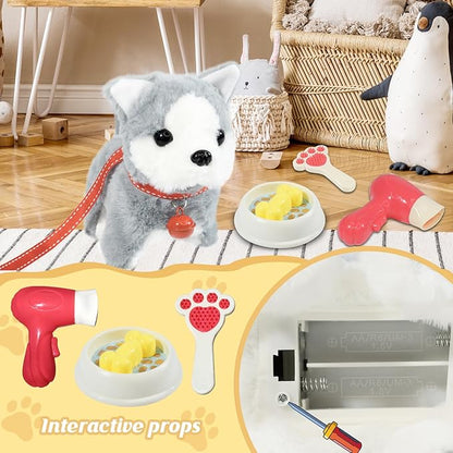 Plush Toys Walking Dog Toys That Can Walk, Bark and Wag Tail,Interactive Electronic Pet Toys Puppy with Leash,Easter Christmas Birthday Gift for Toddlers Kids
