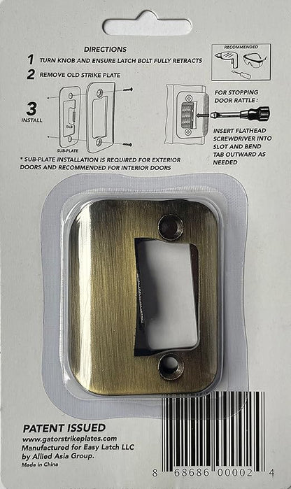 Gator Door Latch Restorer - Strike Plate (Antique Brass)