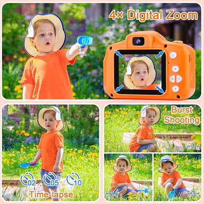 GKTZ Toys for Girls Age 3-8, Kids Camera Digital Video Toddler Camera Children Camcorder Birthday Gifts for 3 4 5 6 7 8 Year Old Girls with 32GB SD Card