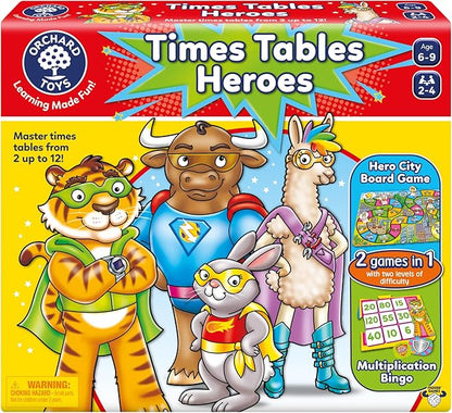 Orchard Toys Moose Games Times Tables Heroes. an exciting Multiplication Game, Superhero Play. for Ages 6-9 and for 2-4 Players