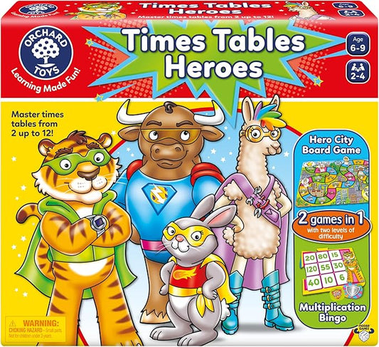 Orchard Toys Moose Games Times Tables Heroes. an exciting Multiplication Game, Superhero Play. for Ages 6-9 and for 2-4 Players