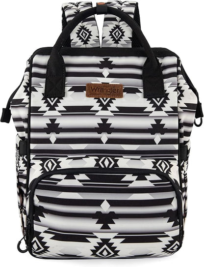 Wrangler Diaper Bag Backpack Aztec Travel Backpack Purses Western Multi-Function Baby Bags for Mom with Waterproof Insulated Pockets