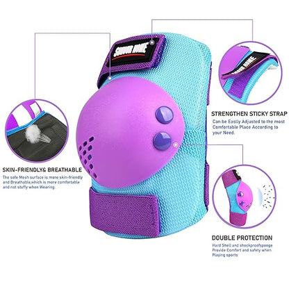 Youth/Kids Knee Pads Elbow Pads Wrist Guards Protective Gear Set for 3-15 Years Child Roller Skates, Skateboard, Cycling, Inline Skating, BMX Bike, Balance Bike, Scooter Riding and Other Outdoor Sports