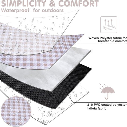 Extra Large Picnic Blanket 80''x 80'' Waterproof Foldable Picnic Mat for Beach, 5-Layer Outdoor Blanket for 6 to 8 Adults,Camping Grass Lawn Park Accessories Couple Park Wedding Registry(Brown)