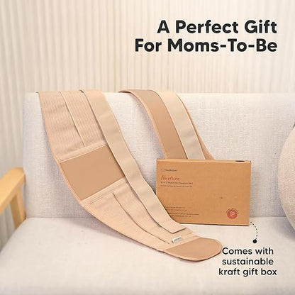 2-in-1 Maternity Belly Bands for Pregnant Women - Easy to Use Pregnancy Belly Support Band for Back, Pelvic, Hip, Adjustable Maternity Belt Support, Comfortable & Soft (Classic Ivory, One Size)