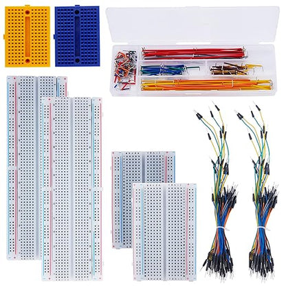 276Pcs Breadboard Jumper Wires Kit, 2Pcs 830 Breadboards + 2Pcs 400 Breadboards + 2Pcs Color-Coded 170 Breadboards + 140Pcs U-Shape Jumpers and 2x65Pcs Flexible Wires for Arduino, Raspberry Pi, STEM