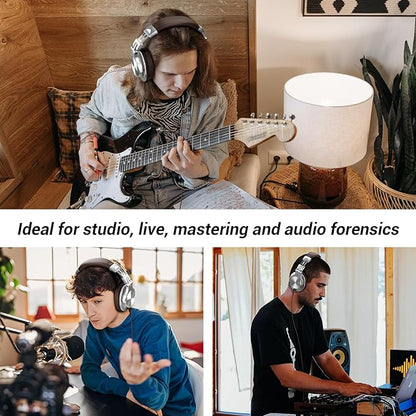 OneOdio A70 Bluetooth Over Ear Headphones, Wireless Headphones w/ 72H Playtime, Hi-Res, 3.5mm/6.35mm Wired Audio Jack for Studio Monitor & Mixing DJ E-Guitar AMP, Computer Laptop PC Tablet - Silver