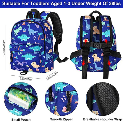 Accmor Toddler Backpack Leash, Cute Dinosaur Kids Backpack with Anti Lost Wrist Link, Mini Child Backpack Leash Walking Harness for Outdoor Travel, Adorable Backpack Tether for Baby Boys 1-3