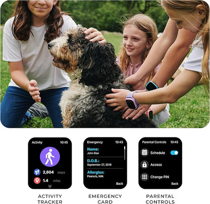 PlayZoom 4 Kids Smartwatch – 1.83” Color Touchscreen, 25+ Games, Selfie Camera, Audiobooks, Songs, Step Tracker, Parental Controls, Waterproof, for Ages 4-12 (Black)