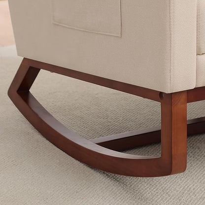Rocking Chair Nursery, Nursery Rocking Chairs with Foot Rest, Comfy Fabric Glider Rocker Nursing Chair with High Back for Nursing, Living Room, Bedroom, Beige