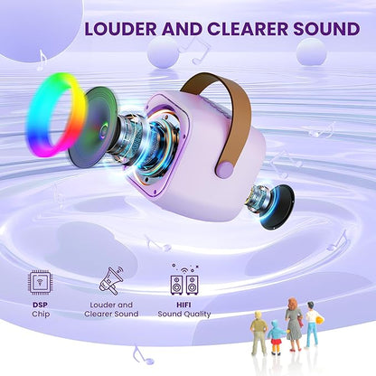 Karaoke Machine for Kids Toys for 4-12+ Year Old, Mini Portable Bluetooth Speaker with 2 Wireless Microphones, Birthday Party for Girls Boys