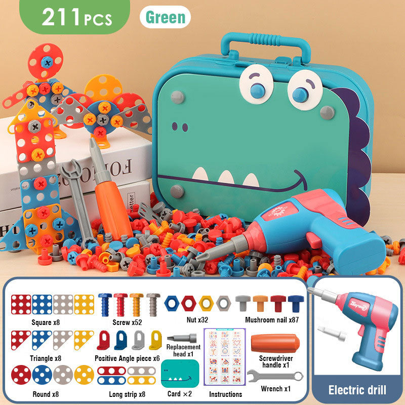 Electric Screw Screwdriver Toolbox Children's Toy Educational Detachable Assembly Screwdriver Electric Drill Set
