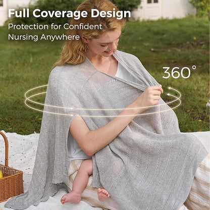 Momcozy Ultra-Light Nursing Cover for Breastfeeding, Soft Breathable Tencel™ Lyocell Fabric, Multi-Use Feeding Shawl, Newborn Essentials Must Haves(Light Gray, Plus)