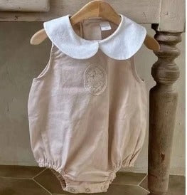 Summer Baby Lace Patch Doll Collar Sleeveless Romper Dress