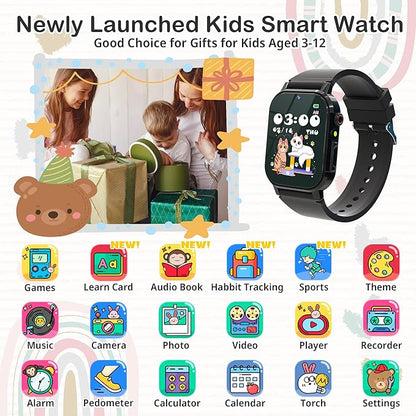 Kids Watch Boys with 32 Games Toys for Ages 5-12 Smart Watch for Kids with HD Touch Screen Video Camera Music Player Pedometer Learn Cards Audiobook, 10 9 8 7 6 5 Year Old Boys Birthday Gifts