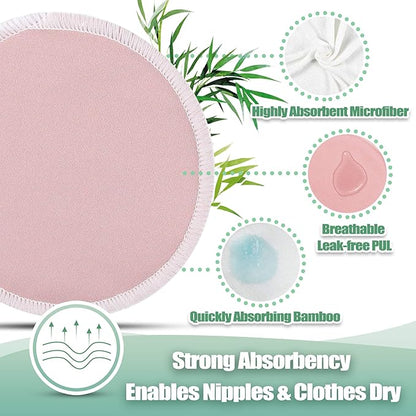 wegreeco Nursing Breast Pads (14 Pack) + Laundry Bag & Travel Storage Bag, 4.7 inch Option - Washable & Reusable Breastfeeding Nursing Pads (Mild, Large)