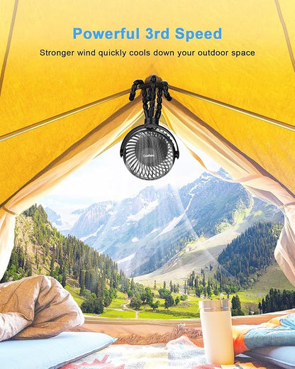 Stroller Fan Clip on for Baby, 4000mAh Rechargeable Battery Operated, Flexible Tripod, 3 Wind Speed, 360° Rotatable, Small Cooling Portable Fan for Car Seat Crib Golf Cart Bike Treadmill, Black