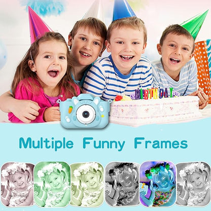 Kids Camera Toys,48MP Dual Lens with 64G SD Card and Cartoon Soft Cover for 3-8 Year Old Girls Boys (Bluer)