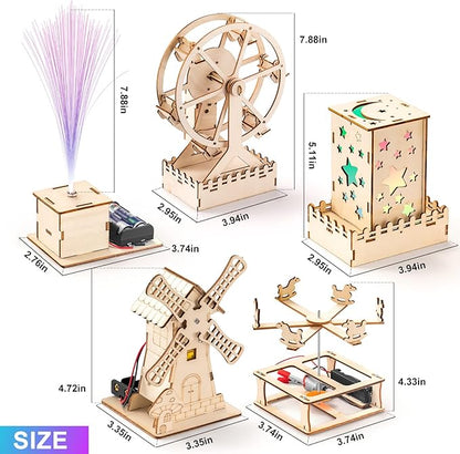 Yutin 5 Individual STEM Science Kits for Kids, Wood Arts and Craft Kits, STEM Toys for Boys Girls Age 8-12 5-7 8 10 12 13 14 Gift Idea, 3D Puzzles Building Engineering Model Set