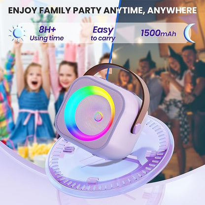 Karaoke Machine for Kids Toys for 4-12+ Year Old, Mini Portable Bluetooth Speaker with 2 Wireless Microphones, Birthday Party for Girls Boys