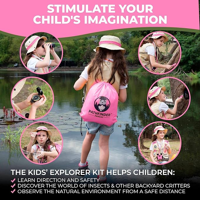 Kids Explorer Kit with Safari Vest & Hat for 3-12 Year Old Boys & Girls - Safari Costume Kids, Zoo Keeper, Paleontologist & More - Giftable STEM Outdoor Explorer + Bug Ebook