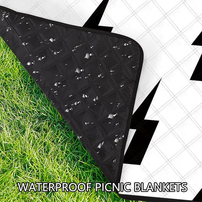 79''x79'' Extra Large Picnic Blankets, Waterproof Sandproof Foldable Outdoor Picnic Mat, Portable 3-Layer Fabric Beach Blanket for Camping, Park, Travel, Family Friends-Stylish Lightning Pattern